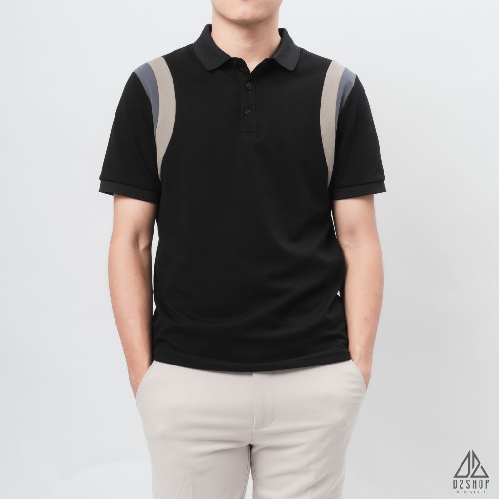 Áo polo phối viền vai