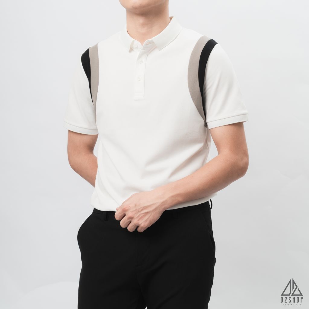 Áo polo phối viền vai