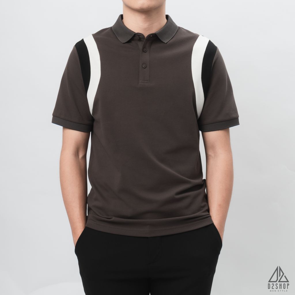 Áo polo phối viền vai