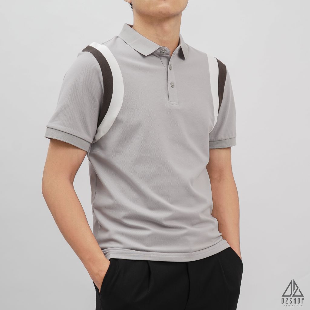 Áo polo phối viền vai