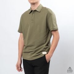Polo form rộng phối viền vai kem