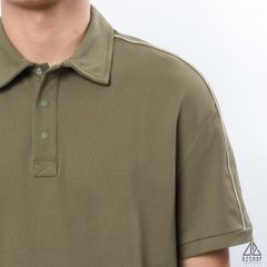 Polo form rộng phối viền vai kem