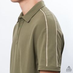 Polo form rộng phối viền vai kem