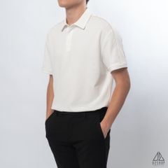 Polo form rộng phối viền vai kem