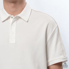 Polo form rộng phối viền vai kem