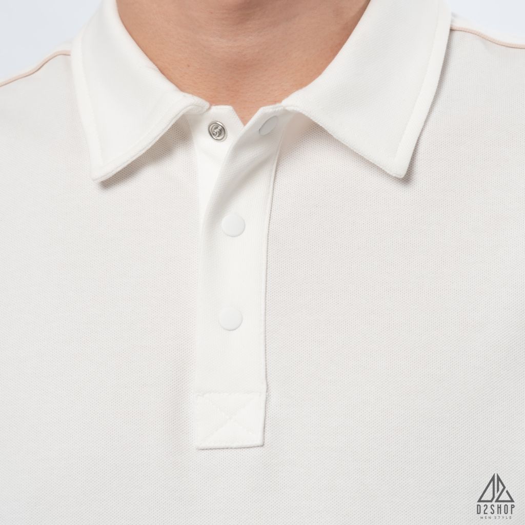 Polo form rộng phối viền vai kem