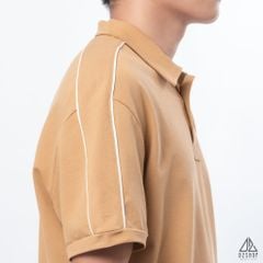 Polo form rộng phối viền vai kem