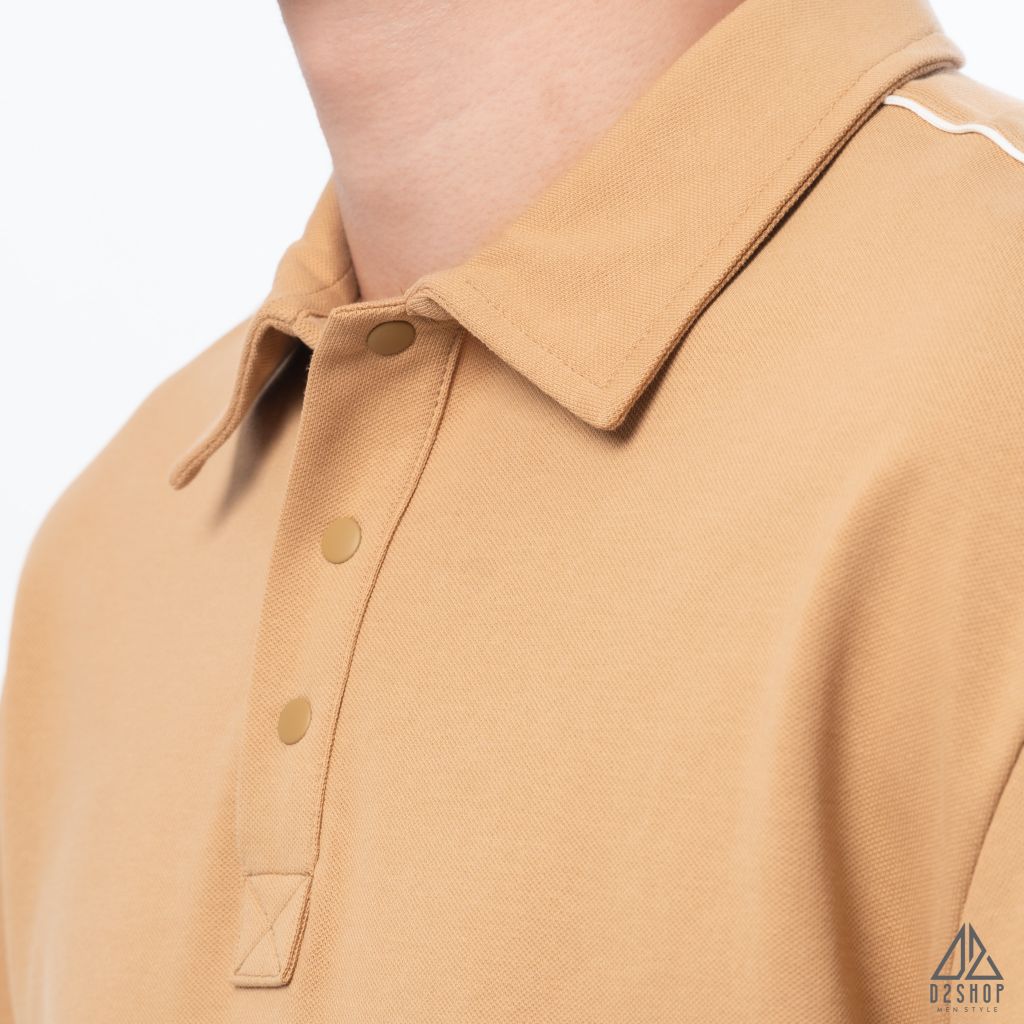 Polo form rộng phối viền vai kem