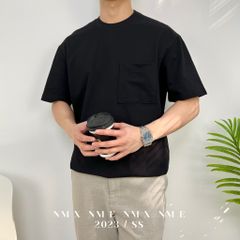 Áo thun vải gân sọc phối túi