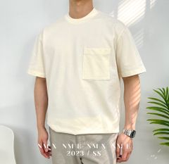 Áo thun vải gân sọc phối túi