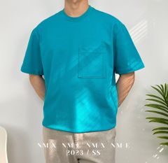 Áo thun vải gân sọc phối túi
