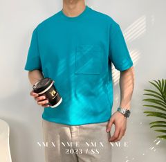 Áo thun vải gân sọc phối túi