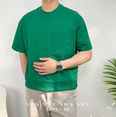 Áo thun vải gân sọc phối túi