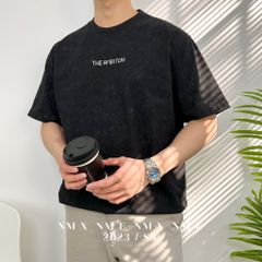 Áo thun wash thêu chữ AMBITION