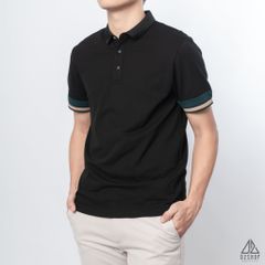 Polo phối viền tay xanh nâu
