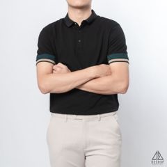 Polo phối viền tay xanh nâu