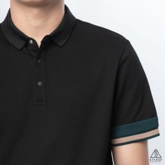 Polo phối viền tay xanh nâu