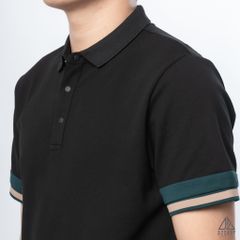 Polo phối viền tay xanh nâu