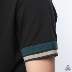 Polo phối viền tay xanh nâu