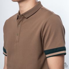 Polo phối viền tay xanh nâu
