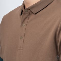 Polo phối viền tay xanh nâu