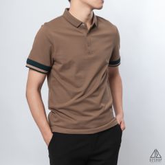 Polo phối viền tay xanh nâu