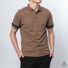 Polo phối viền tay xanh nâu