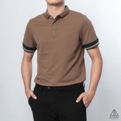 Polo phối viền tay xanh nâu