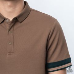 Polo phối viền tay xanh nâu