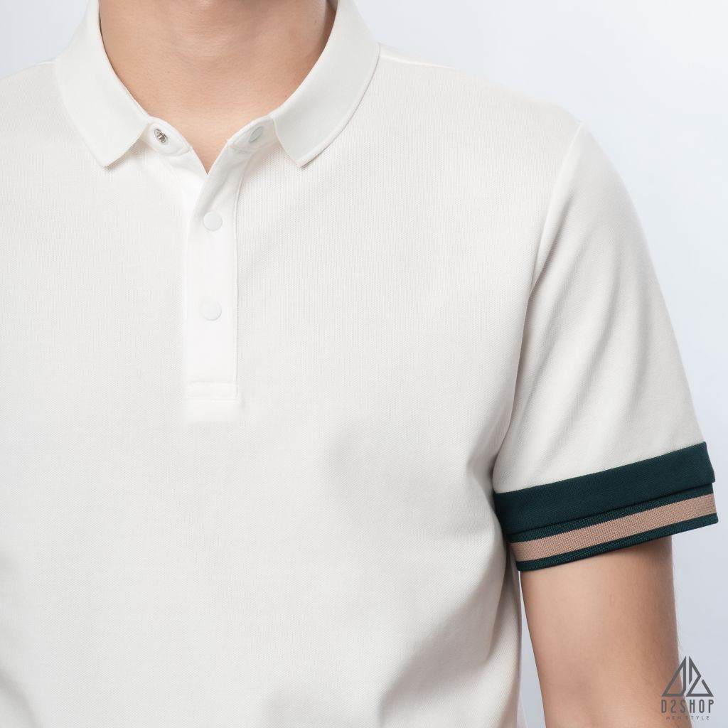 Polo phối viền tay xanh nâu