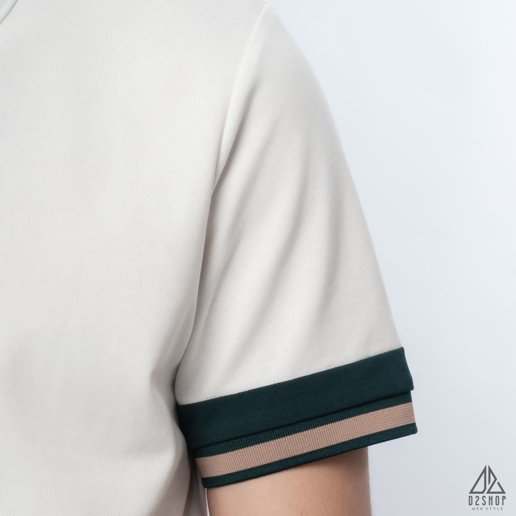 Polo phối viền tay xanh nâu