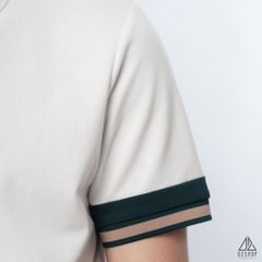 Polo phối viền tay xanh nâu