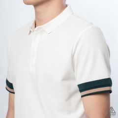 Polo phối viền tay xanh nâu