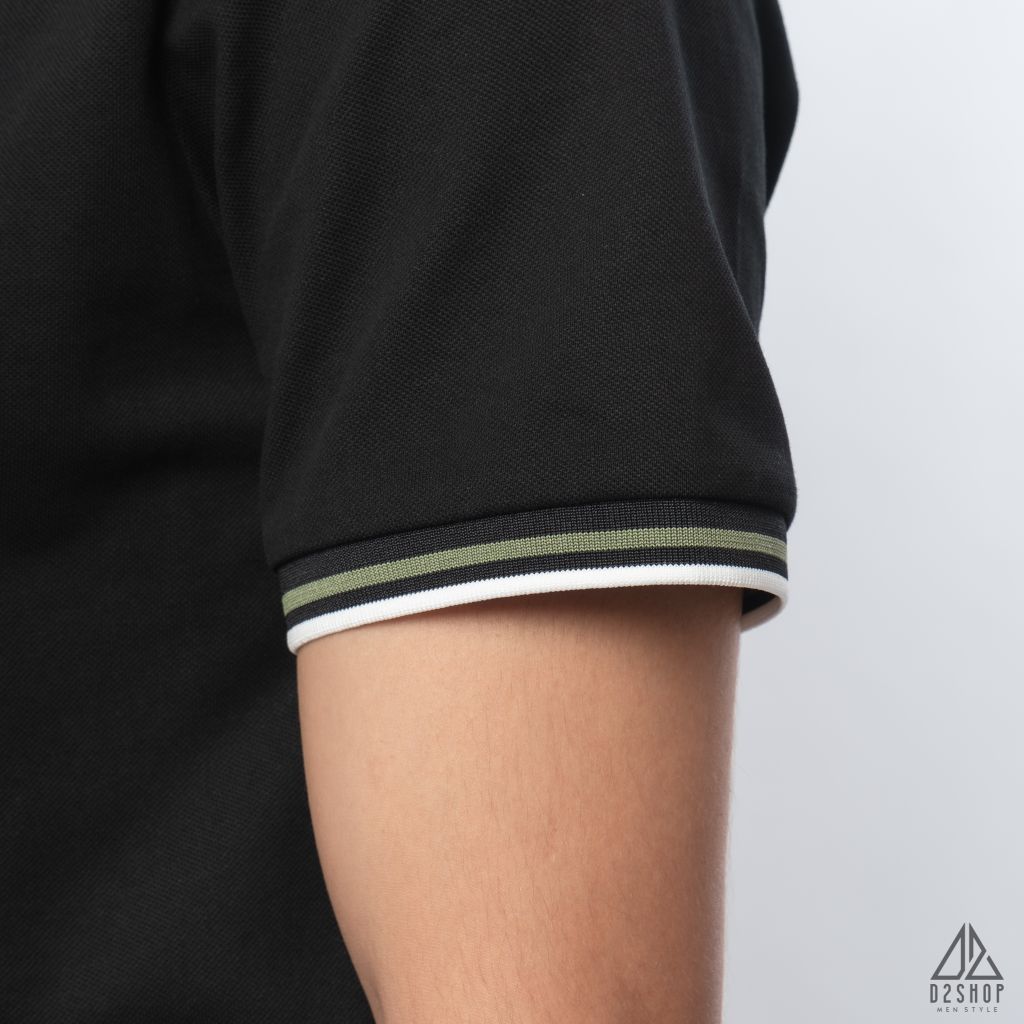 Polo phối bo gân nổi viền xanh