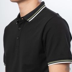 Polo phối bo gân nổi viền xanh