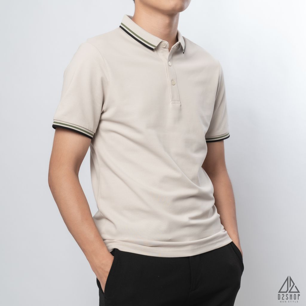 Polo phối bo gân nổi viền xanh