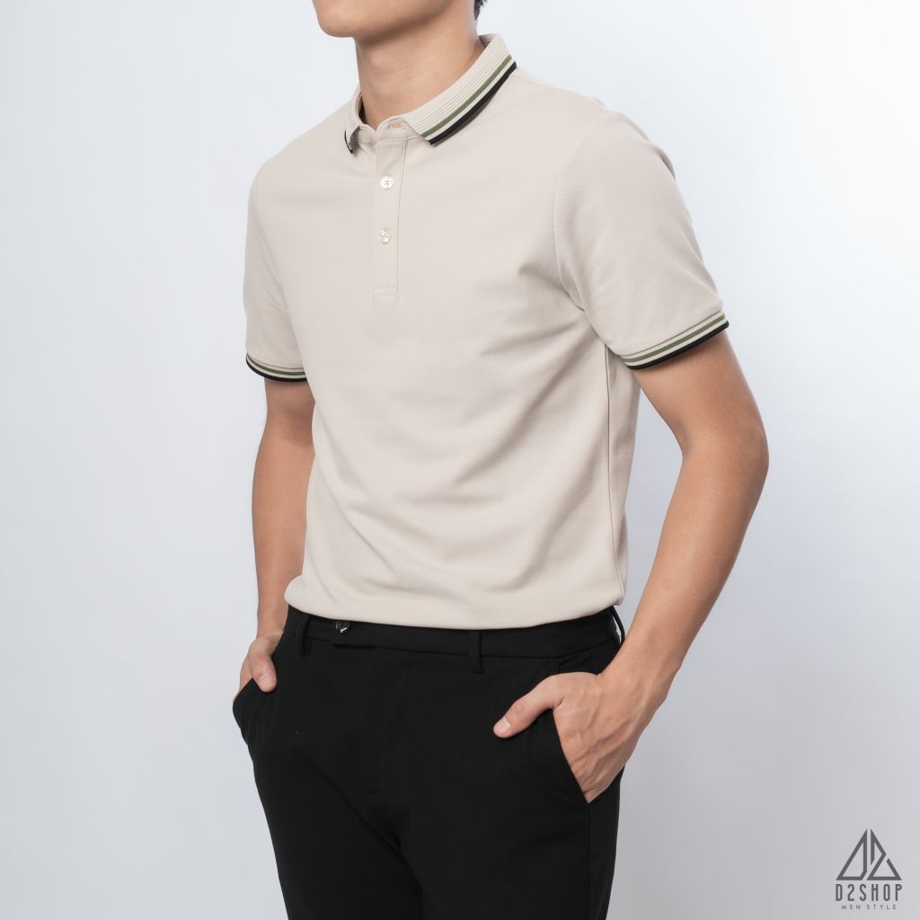Polo phối bo gân nổi viền xanh