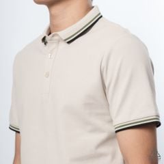 Polo phối bo gân nổi viền xanh