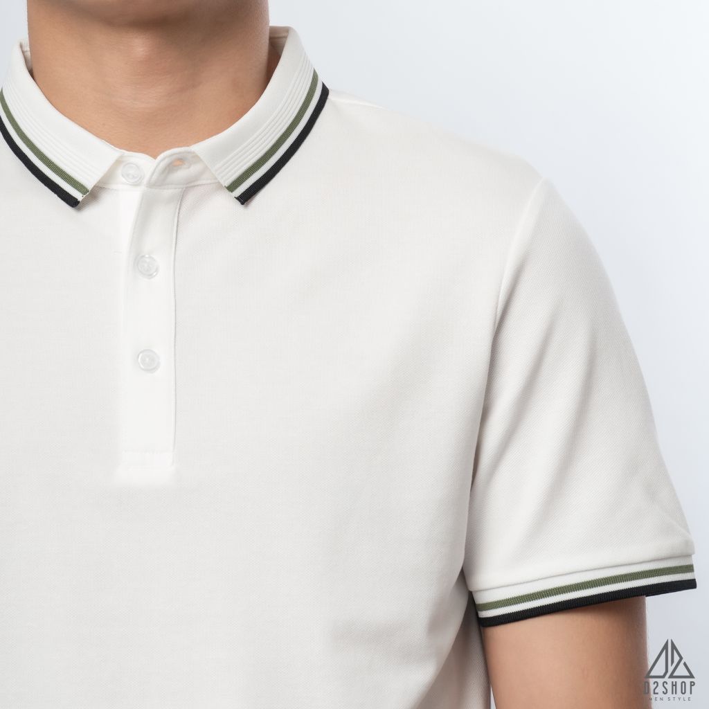 Polo phối bo gân nổi viền xanh
