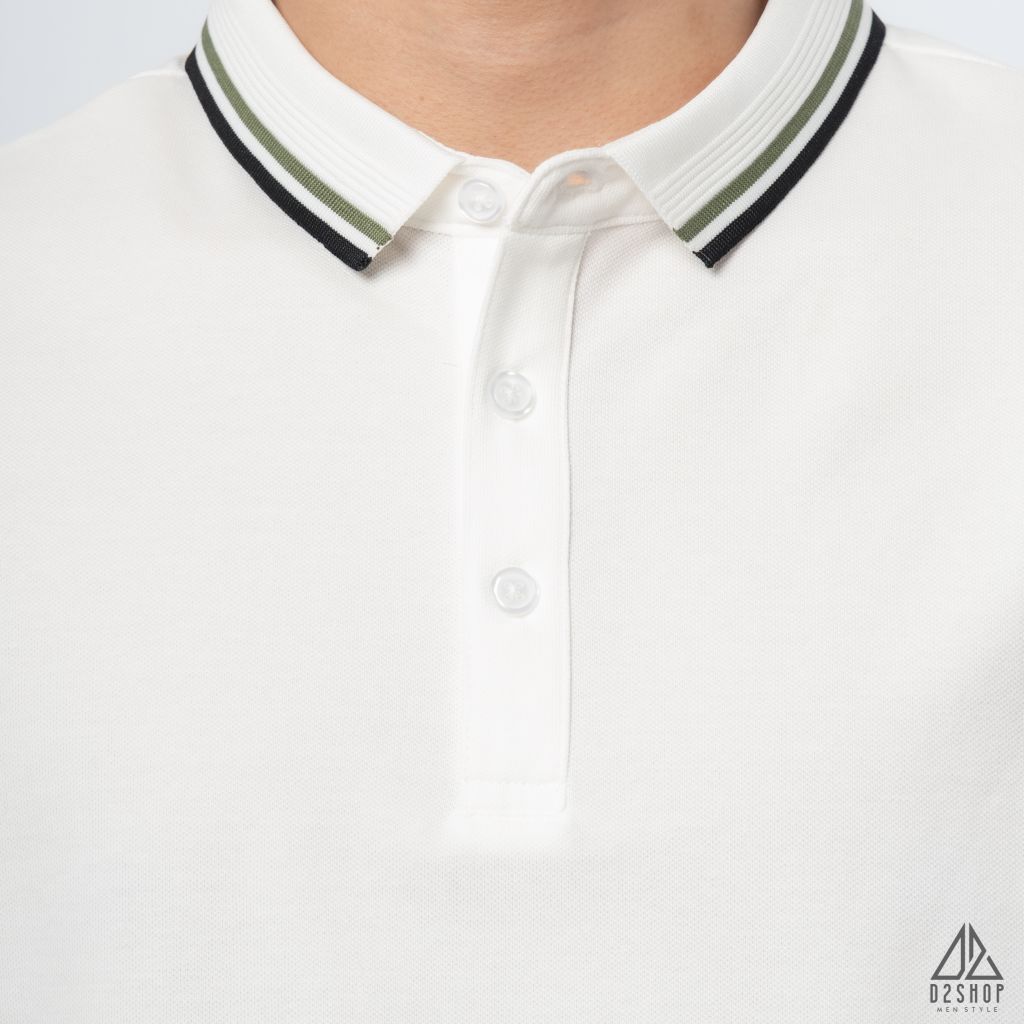 Polo phối bo gân nổi viền xanh