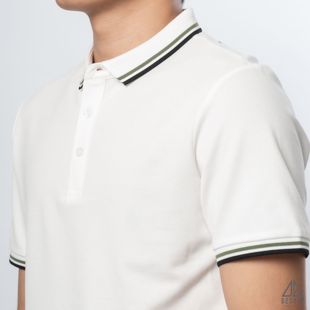 Polo phối bo gân nổi viền xanh