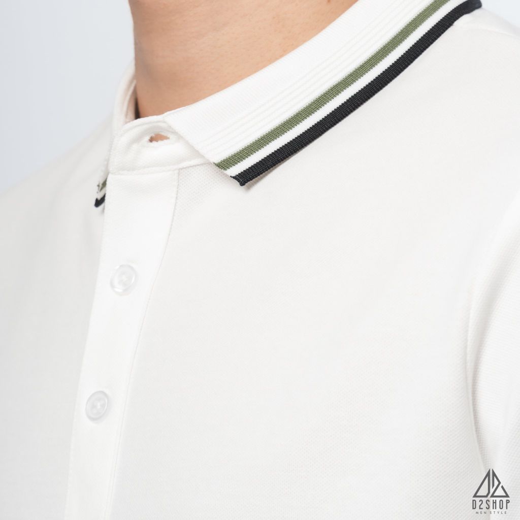 Polo phối bo gân nổi viền xanh