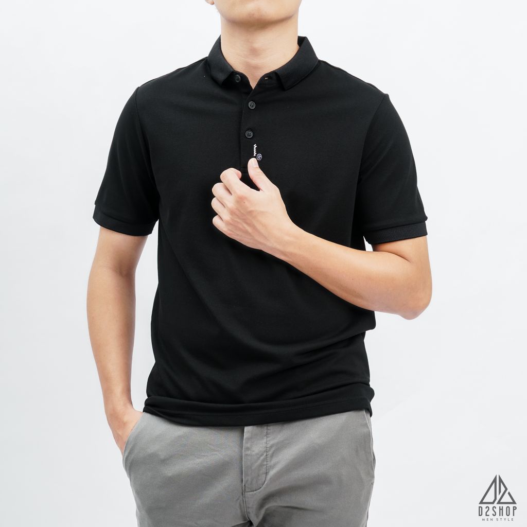Áo polo viền nút thêu G
