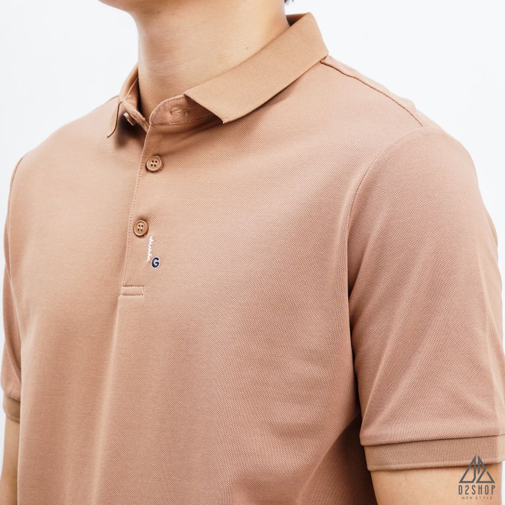 Áo polo viền nút thêu G