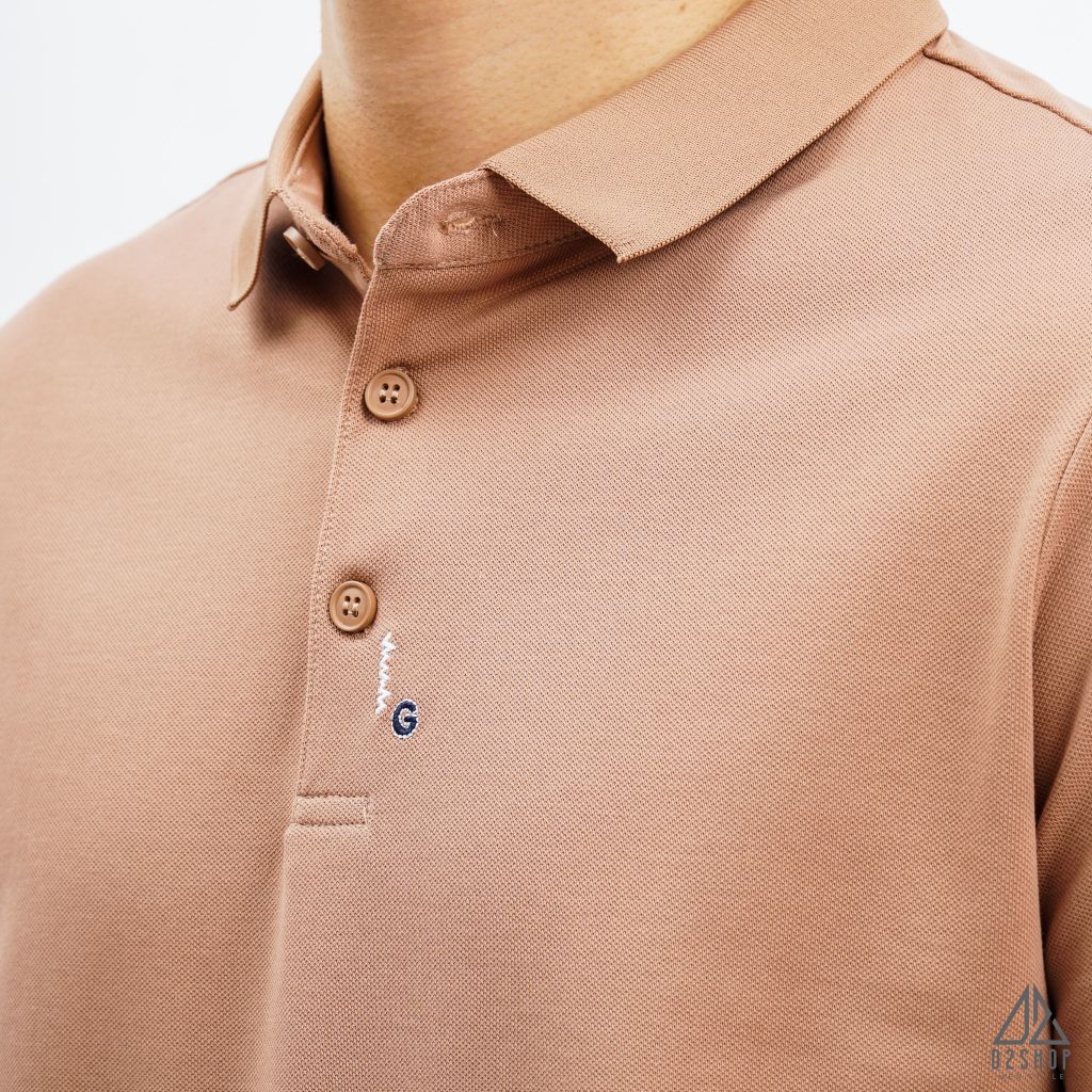 Áo polo viền nút thêu G