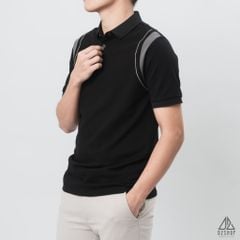 Áo polo phối viền vai chỉ nổi