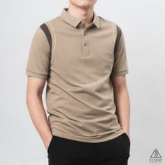 Áo polo phối viền vai chỉ nổi