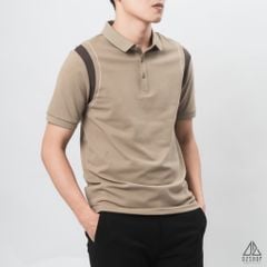 Áo polo phối viền vai chỉ nổi