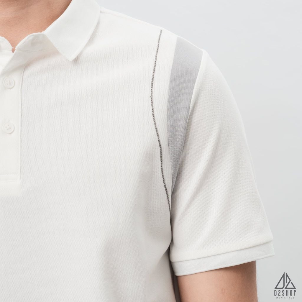 Áo polo phối viền vai chỉ nổi