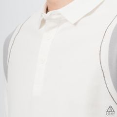 Áo polo phối viền vai chỉ nổi